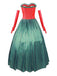 Robe bustier verte à pois style Grinch Martha Cosplay des années 1930