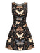Robe trapèze noire motif papillon et sorcière des années 1960