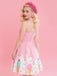 Robe rose col en cœur et motif glace des années 1950
