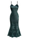 Robe sirène en satin et bretelles uni motif floral jacquard années 1930