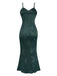 Robe sirène en satin et bretelles uni motif floral jacquard années 1930