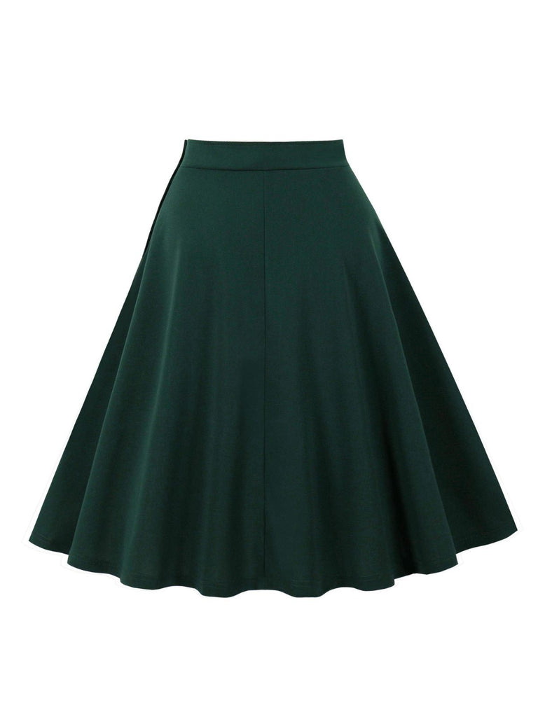 Jupe à poches et boutons latéraux unis des années 1950