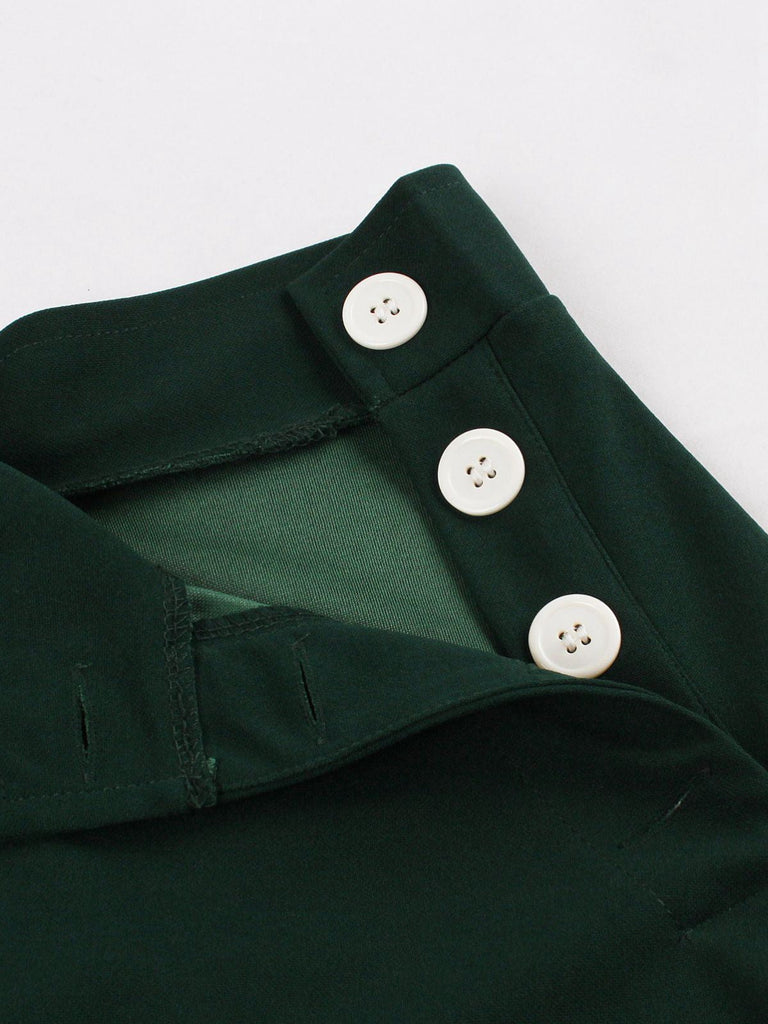 Jupe à poches et boutons latéraux unis des années 1950