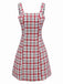 Robe gilet en tweed à carreaux rouge des années 1960