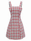 Robe gilet en tweed à carreaux rouge des années 1960