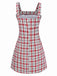 Robe gilet en tweed à carreaux rouge des années 1960