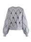 Pull-over gris à col rond et nœud papillon années 1950