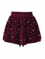 Short en velours rouge orné de perles des années 1950