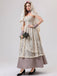 Ensemble robe de mariée vampire beige en dentelle style Halloween des années 1930