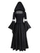 Robe à capuche noire et bleue style sorcière des années 1930
