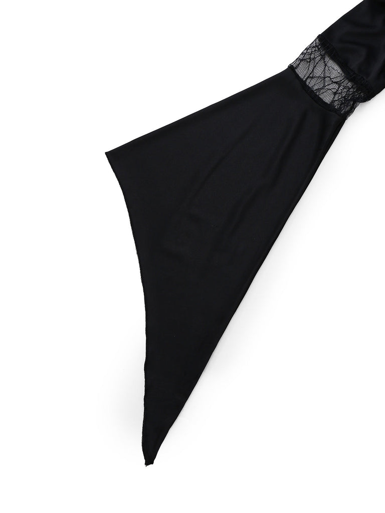 Robe à capuche noire et bleue style sorcière des années 1930