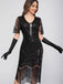 Robe Charleston à paillettes et pompons col rond années 1920