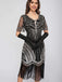 Robe Charleston à paillettes et pompons col rond années 1920