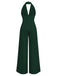 Combinaison pantalon unie col V profond et jambes ultra-larges années 1970