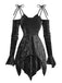 Robe en velours manches clochebretelles à lacets et ourlet irrégulier des années 1960
