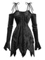 Robe en velours manches clochebretelles à lacets et ourlet irrégulier des années 1960