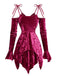 Robe en velours manches clochebretelles à lacets et ourlet irrégulier des années 1960