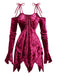 Robe en velours manches clochebretelles à lacets et ourlet irrégulier des années 1960