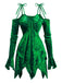 Robe en velours manches clochebretelles à lacets et ourlet irrégulier des années 1960