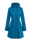 Manteau à capuche bleu uni en fausse laine des années 1930