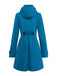 Manteau à capuche bleu uni en fausse laine des années 1930