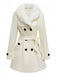 Manteau noir à boutons amovibles en fausse fourrure des années 1940