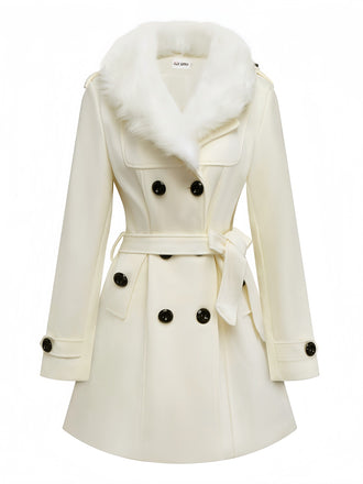 Manteau à boutons amovibles en fausse fourrure des années 1940