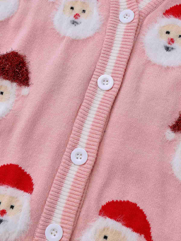 Gilet jacquard rose motif Père Noël années 1940