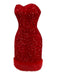 Robe bustier rouge en velours à paillettes et bordure en fausse fourrure années 70