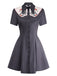 Robe chemise noire à imprimé cœurs de scorpion des années 1960