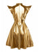 Robe mini noire de soirée futuriste métallisée années 1980