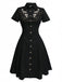 Robe noire coton brodée de fleurs western années 1940