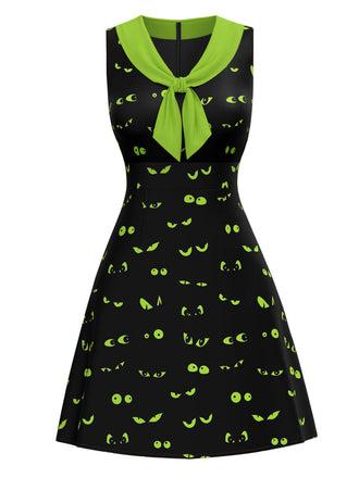 Robe noire avec yeux de démon Halloween années 1960