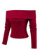 Pull tricoté rouge à épaules dénudées années 1950