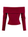 Pull tricoté rouge à épaules dénudées années 1950