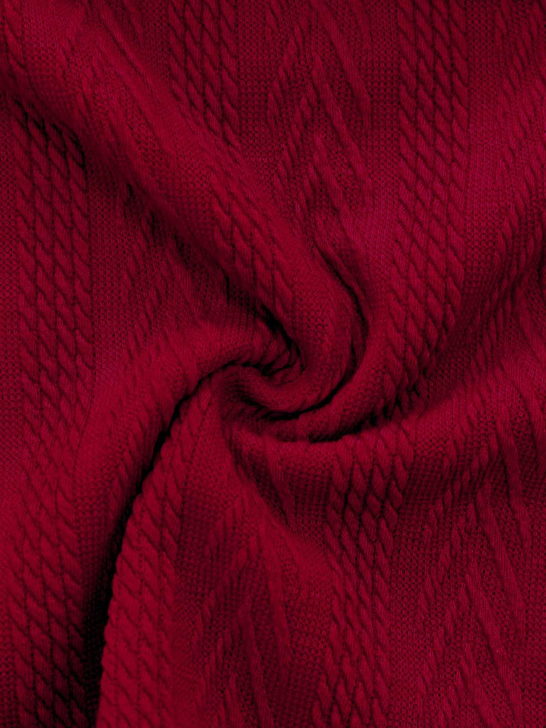 Pull tricoté rouge à épaules dénudées années 1950