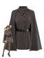 Veste à revers avec cape amovible et ceinturée années 1940