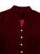 2PCS Veste en velours à col en V et jupe vin rouge années 1940