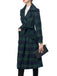 Manteau long vert à carreaux Blackwatch col cranté des années 1940