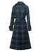 Manteau long vert à carreaux Blackwatch col cranté des années 1940