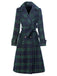 Manteau long vert à carreaux Blackwatch col cranté des années 1940