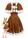 2PCS Cape de Noël marron et robe en velours des années 1940