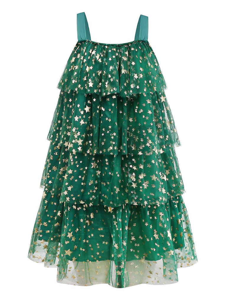Robe en maille verte avec pompons forme d'arbre de Noël des années 1960