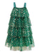 Robe en maille verte avec pompons forme d'arbre de Noël des années 1960