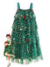 Robe en maille verte avec pompons forme d'arbre de Noël des années 1960