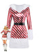 Robe à capuche et jambières rouges à rayures style canne à sucre des années 1960