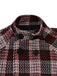 Manteau rouge à carreaux en tweed col montant des années 1950