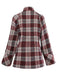 Manteau rouge à carreaux en tweed col montant des années 1950