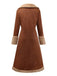 Trench-coat boutonné en faux daim col cranté marron des années 1950