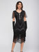 Robe de charleston manches courtes paillettes et franges des années 1920